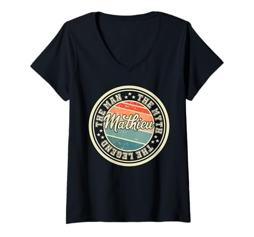 Damen The Man The Myth The Legend Mathieu Lustiger Spruch Vorname T-Shirt mit V-Ausschnitt Damen The Man The Myth The Legend Mathieu Lustiger Spruch Vorname T-Shirt mit V-Ausschnitt von Herren Jungen Männer Name Mathieu Geschenkidee