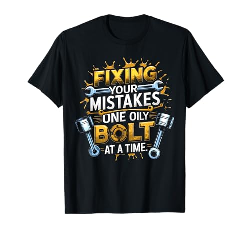 Männer, die Ihre Fehler reparieren, Fisch T-Shirt von Herren lustige Auto Auto Mechaniker gleichmäßiger