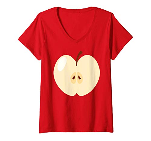 Damen Rotes Apfel Kostüm Fasching Gruppen-Kostüme Damen Herren T-Shirt mit V-Ausschnitt von Herren & Damen Früchte Fasching Kostüm Co.
