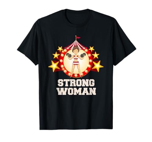 Strong Woman Starke Frau Kostüm für Damen Mädchen Kinder T-Shirt Strong Woman Starke Frau Kostüm für Damen Mädchen Kinder T-Shirt von Herren & Damen Zirkus Fasching Kostüm Co.