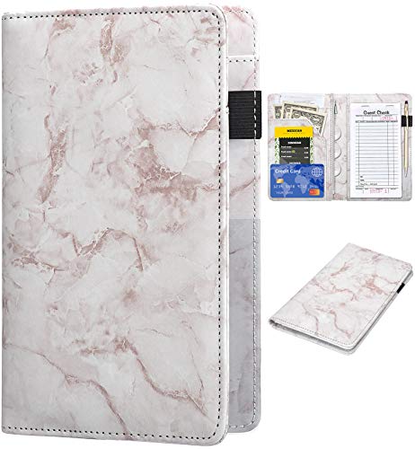 Server-Bücher für Kellnerin – Rinden-Textur, Leder, Kellnerbuch, Server-Geldbörse mit Reißverschlusstasche, niedliches Kellnerbuch- und Kellnerpersonal-Organizer mit Geldfach, passend für Serverschürze (braun) von HerriaT