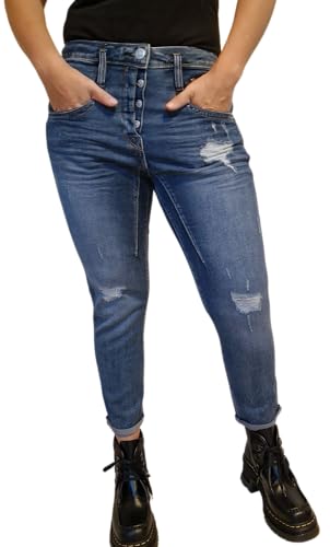 Herrlicher, Shyra Cropped Jeans Comfort mit halb verdeckter Knopfleiste im Destroyed Look (DE/NL/SE/PL, Numerisch, 27, Regular, Regular) von Herrlicher