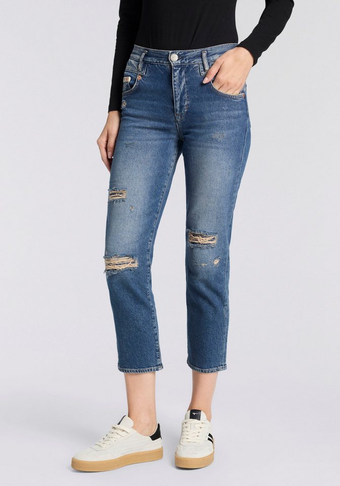 Herrlicher 5-Pocket-Jeans Breezy Cropped Denim Straight Fit mit Destroyed-Effekten von Herrlicher