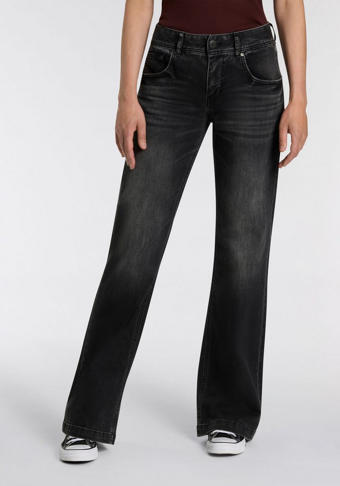 Herrlicher 5-Pocket-Jeans Edna Denim Black Light Flared Fit mit Abnähern von Herrlicher