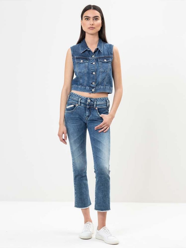 Herrlicher Bootcut-Jeans Pearl Boot Cropped Organic Denim Offene Saumkante Cropped Länge von Herrlicher