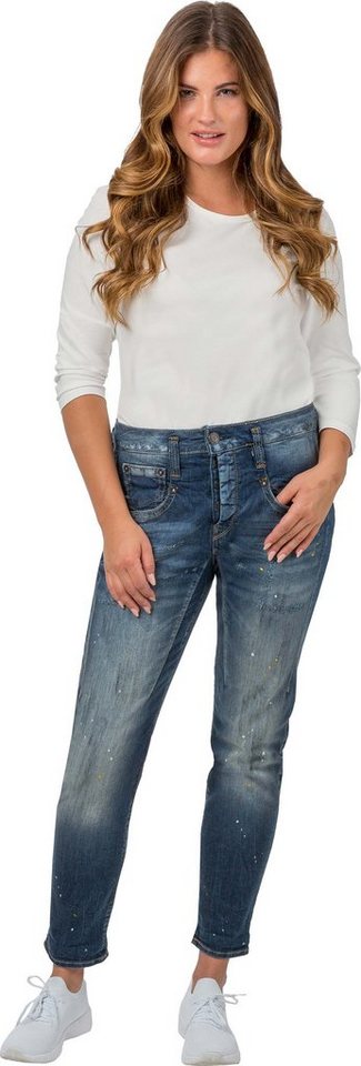 Herrlicher Boyfriend-Jeans HERRLICHER SHYRA CROPPED JEANS MIT FARBKLECKSEN DESTROY AUS BIO-BAUMWOLLE von Herrlicher