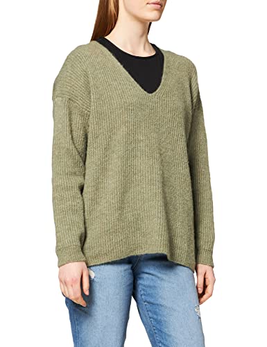 Herrlicher Damen Lini Structured Wool Pullover, Combat 230, XL von Herrlicher