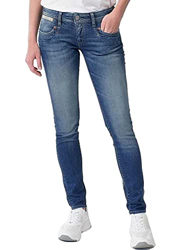 Herrlicher Damen Piper Slim Organic Denim Jeans, Blue sea L30, W26/L30 von Herrlicher