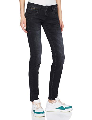 Herrlicher Damen Piper Slim Reused Denim Black Jeans, Crow 863, W25/L32 von Herrlicher