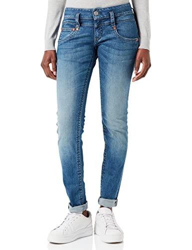 Herrlicher Damen Pitch Slim Organic Denim Jeans, Blue sea L32, W29/L32 von Herrlicher