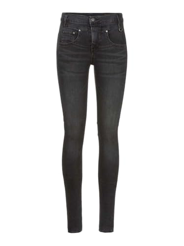 Herrlicher Damen Sharp Slim Cashmere Touch Denim Black Jeans, INOX L30, W28/L30 von Herrlicher