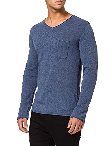 Herrlicher Herren Alan Wool Pullover, Blau (Marine Melange 386), Large (Herstellergröße: L) von Herrlicher