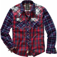 Herrlicher Herren Hemd Collab-Patchworkhemd Clint Langarm blau XXL von Herrlicher