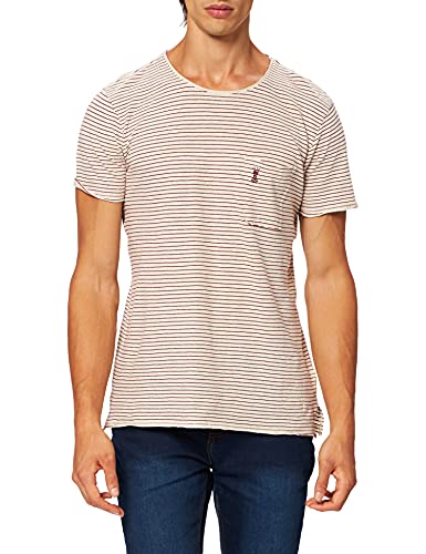 Herrlicher Herren Ronny Cotton Linen Mix T-Shirt, Bordeaux 24, M von Herrlicher