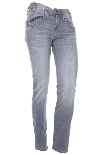 Herrlicher Pearl Slim Stretchjeans Mid Waist Damen Reused Denim Damen, Farbe:grau, Hosengrößen:W25, Hosenlänge:L30 von Herrlicher