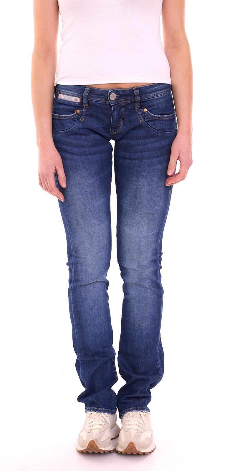 Herrlicher Piper StOrgan Damen Jeans Denim-Hose im 4-Pocket-Style mit Zierknöpfen 96135956 Blau von Herrlicher