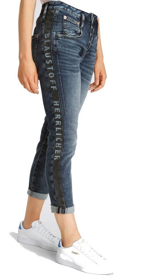 Herrlicher Boyfriend-Jeans 5894-D9648, 7/8 Shyra Stripe Jogg mit Knopfleiste 5-Pocket-Style von Herrlicher