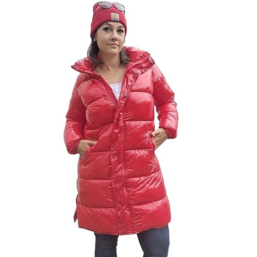 Herrlicher Tam kurzer glänzender Steppmantel aus recyceltem Nylon Größe L, Farbe tomato von Herrlicher