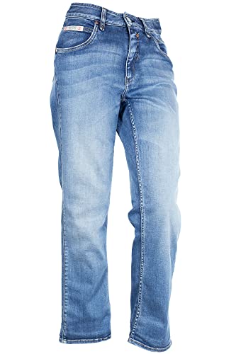 Herrlicher Touch Cropped Hi Tap Stretchjeans Slim Fit Hight Waist Denim Damen, Farbe:blau, Hosengrößen:W27, Hosenlänge:L28 von Herrlicher