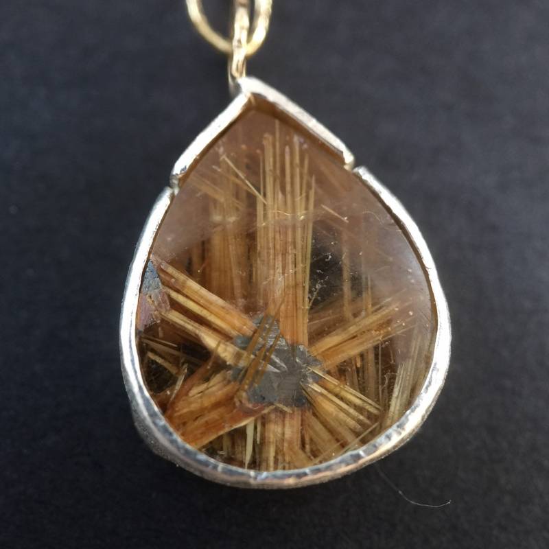 Rutilquarz Anhänger Mit Kette, Handarbeit, Tropfen Bergkristall Stern, Kette, Quarz in Silber Rutilquarz Anhänger Mit Kette, Handarbeit, Tropfen Bergkristall Stern, Kette, Quarz in Silber von HerrlicherSchmuck