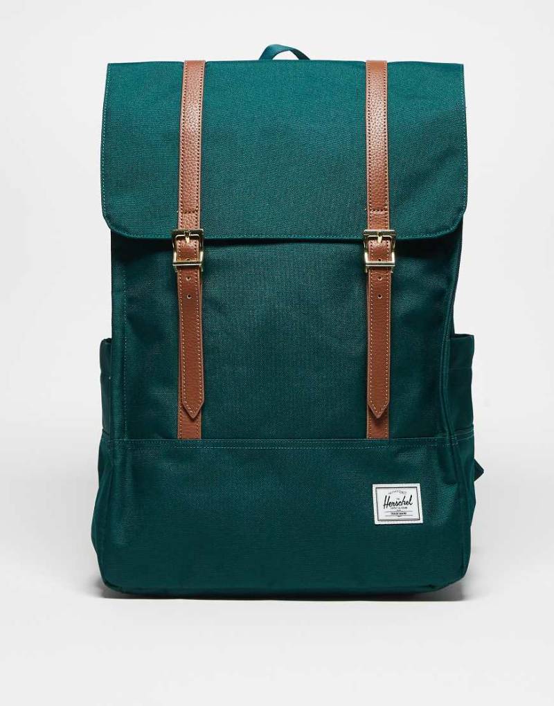 Herschel Supply Co - Survey - Rucksack in Meergrün mit hellbraunen Riemen von Herschel Supply Co