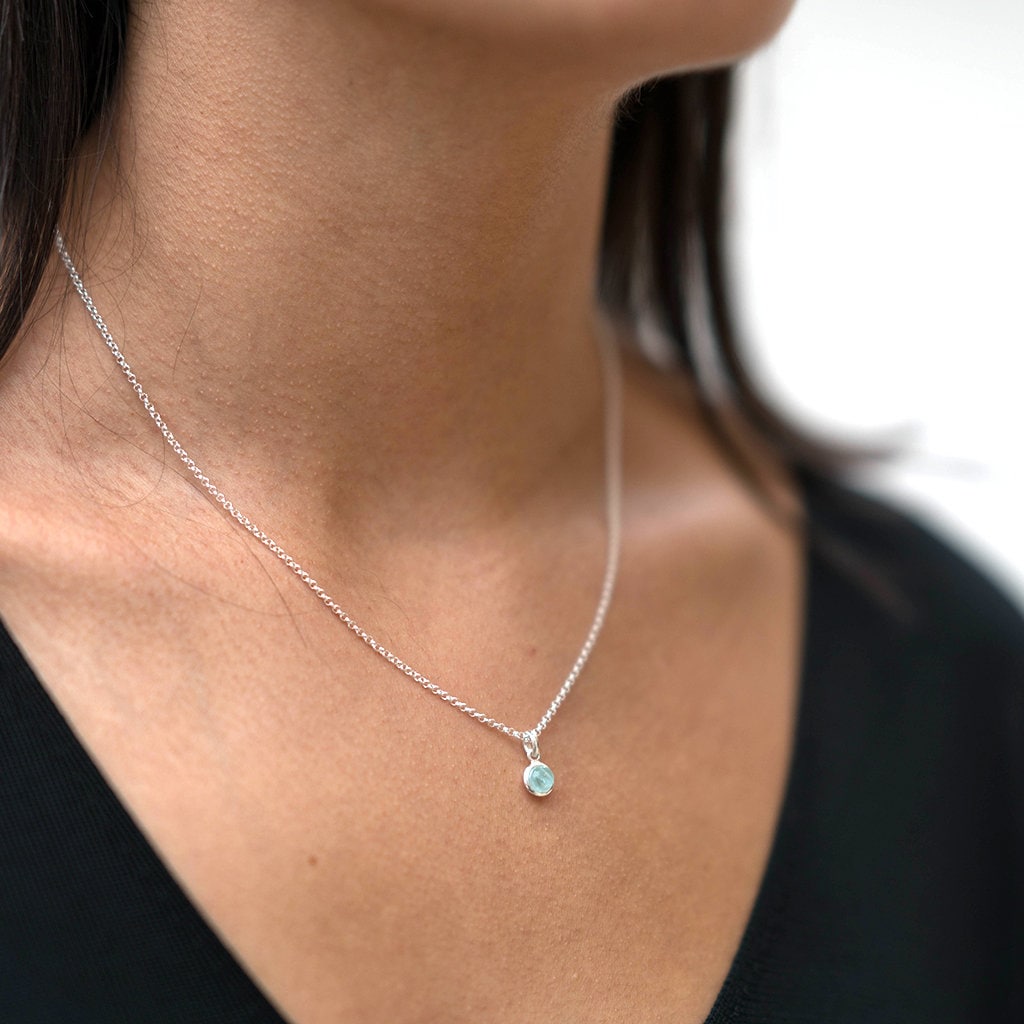 März Geburtsstein Aquamarin Silber Halskette von HerseyAndSon
