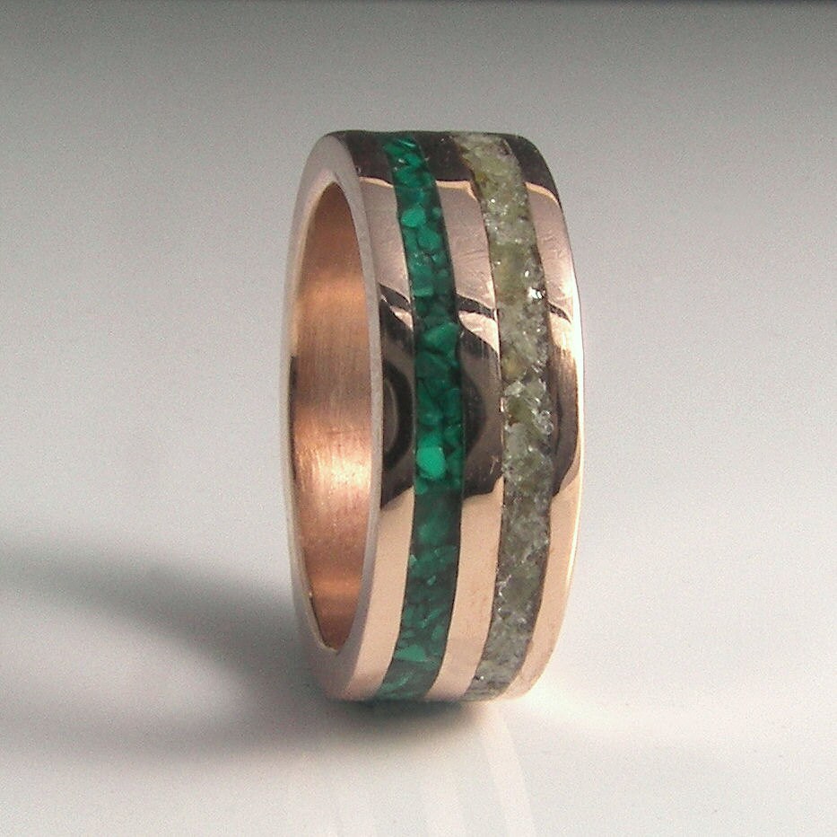 Bronze & Silber Ring Mit Malachit Und Peridot von HershalWiggins