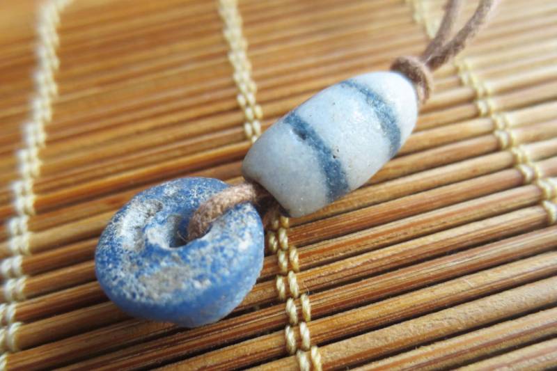 Blaue Und Graue Handelsperlen Adjustable Halskette N303 Blaue Und Graue Handelsperlen Adjustable Halskette N303 von HersheyPottery