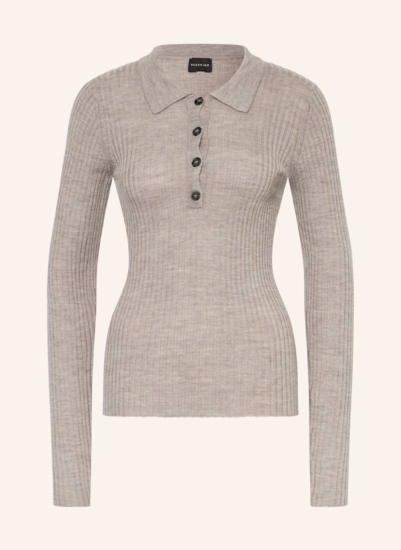 Herskind Strick-Poloshirt Cadee Aus Merinowolle beige von Herskind