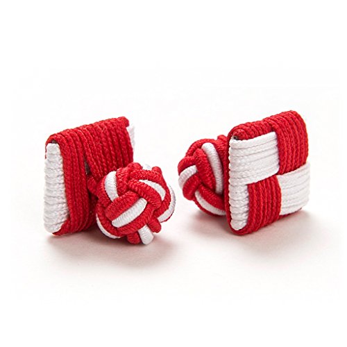 1 Paar Manschettenknöpfe Seidenknoten Knoten Knötchen Chess rot weiß zweifarbig hochwertig Stoffknoten Cufflinks Gentleman Umschlagmanschette Manschette dehnbar London Style von Hersteller: Bull & Drake