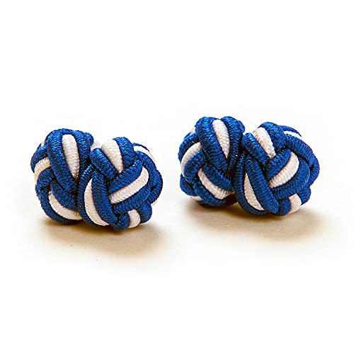 1 Paar Manschettenknöpfe Seidenknoten Knoten Knötchen blau, weiß Bayern zweifarbig hochwertig Stoffknoten Cufflinks Gentleman Umschlagmanschette Manschette dehnbar London Style von Bull & Drake