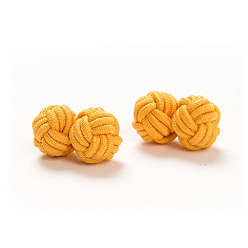 1 Paar Manschettenknöpfe Seidenknoten Knoten Knötchen gold einfarbig hochwertig Stoffknoten Cufflinks Gentleman Umschlagmanschette Manschette dehnbar London Style von Hersteller: Bull & Drake