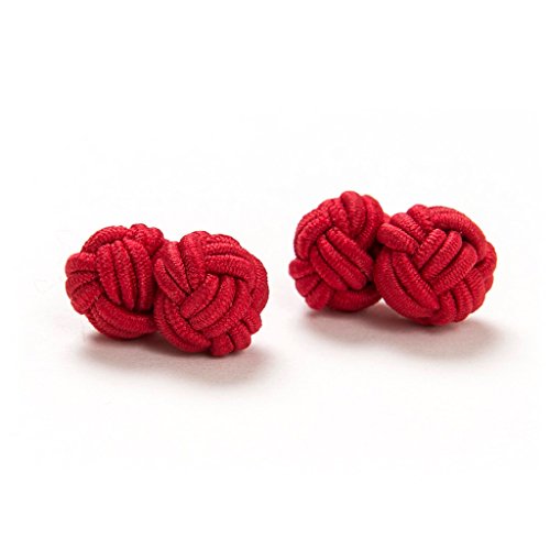 1 Paar Manschettenknöpfe Seidenknoten Knoten Knötchen rot einfarbig hochwertig Stoffknoten Cufflinks Gentleman Umschlagmanschette Manschette dehnbar London Style von Hersteller: Bull & Drake