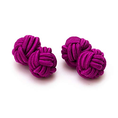Hersteller: Bull & Drake 1 Paar Seidenknoten Manschettenknöpfe Stoffknoten Knötchen dunkles pink Umschlagmanschette Hemd Anzug Business Herren Outfit Gentleman Black Tie von Hersteller: Bull & Drake