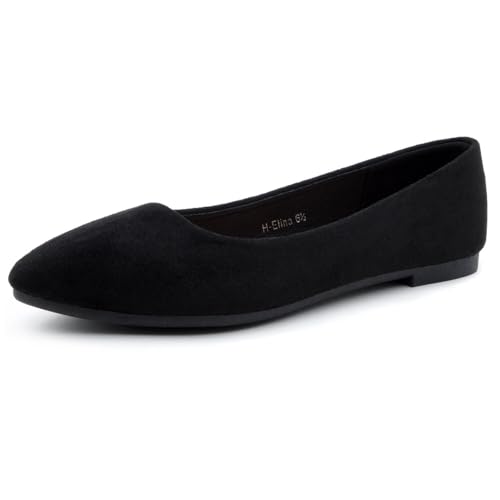 Herstyle Flache Schuhe mit spitzem Zehenbereich für Damen – elegante Ballerinas mit Memory-Schaum, leichte, bequeme Business-Freizeitschuhe für Arbeit, Reisen und den Alltag, 1901schwarz, 41 EU von Herstyle