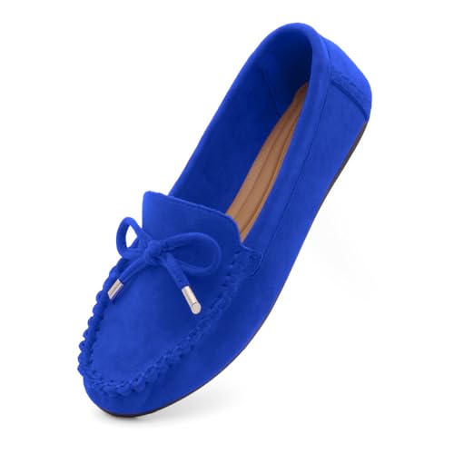 Herstyle Penny Loafers für Damen – Mokassins zum Fahren | Slip-On leichte Business-Casual-Flats mit Memory-Schaum | bequeme flache Schuhe mit Schleifenknoten für Arbeit und Reisen, 2024royalblue, 41 von Herstyle