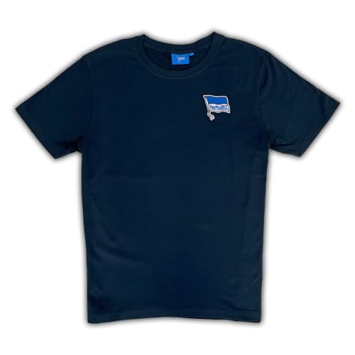 Hertha BSC Berlin Kinder T-Shirt - Logo Navy - Unisex Shirt mit Sticklogo dunkelblau HBSCB Größe 110/116 von Hertha BSC