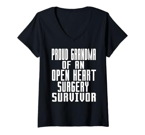 Damen Stolze Oma eines Überlebenden Einer Herzoperation T-Shirt mit V-Ausschnitt Damen Stolze Oma eines Überlebenden Einer Herzoperation T-Shirt mit V-Ausschnitt von Herz OP Unterstützung für Stolze Großmütter