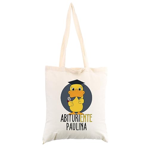 Herz & Heim® Abiturgeschenk 2025 Beutel personalisiert Naturweiß, AbituriENTE von Herz & Heim