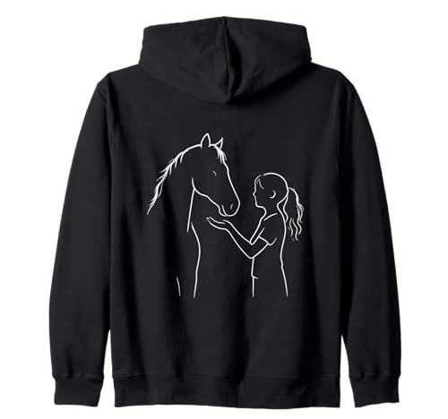 Pferd und Mädchen – Süßes Reitmotiv Line Art Kapuzenjacke Pferd und Mädchen – Süßes Reitmotiv Line Art Kapuzenjacke von Herz & Huf Design