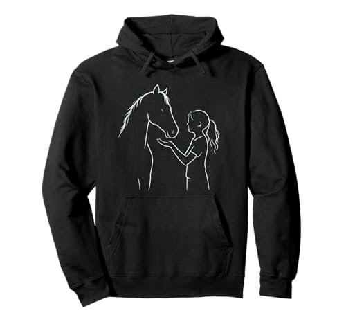 Pferd und Mädchen – Süßes Reitmotiv Line Art Pullover Hoodie Pferd und Mädchen – Süßes Reitmotiv Line Art Pullover Hoodie von Herz & Huf Design