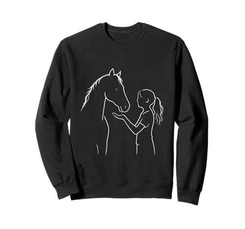 Pferd und Mädchen – Süßes Reitmotiv Line Art Sweatshirt Pferd und Mädchen – Süßes Reitmotiv Line Art Sweatshirt von Herz & Huf Design