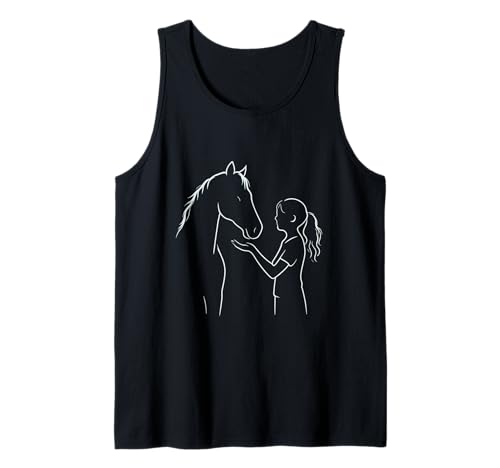 Pferd und Mädchen – Süßes Reitmotiv Line Art Tank Top Pferd und Mädchen – Süßes Reitmotiv Line Art Tank Top von Herz & Huf Design