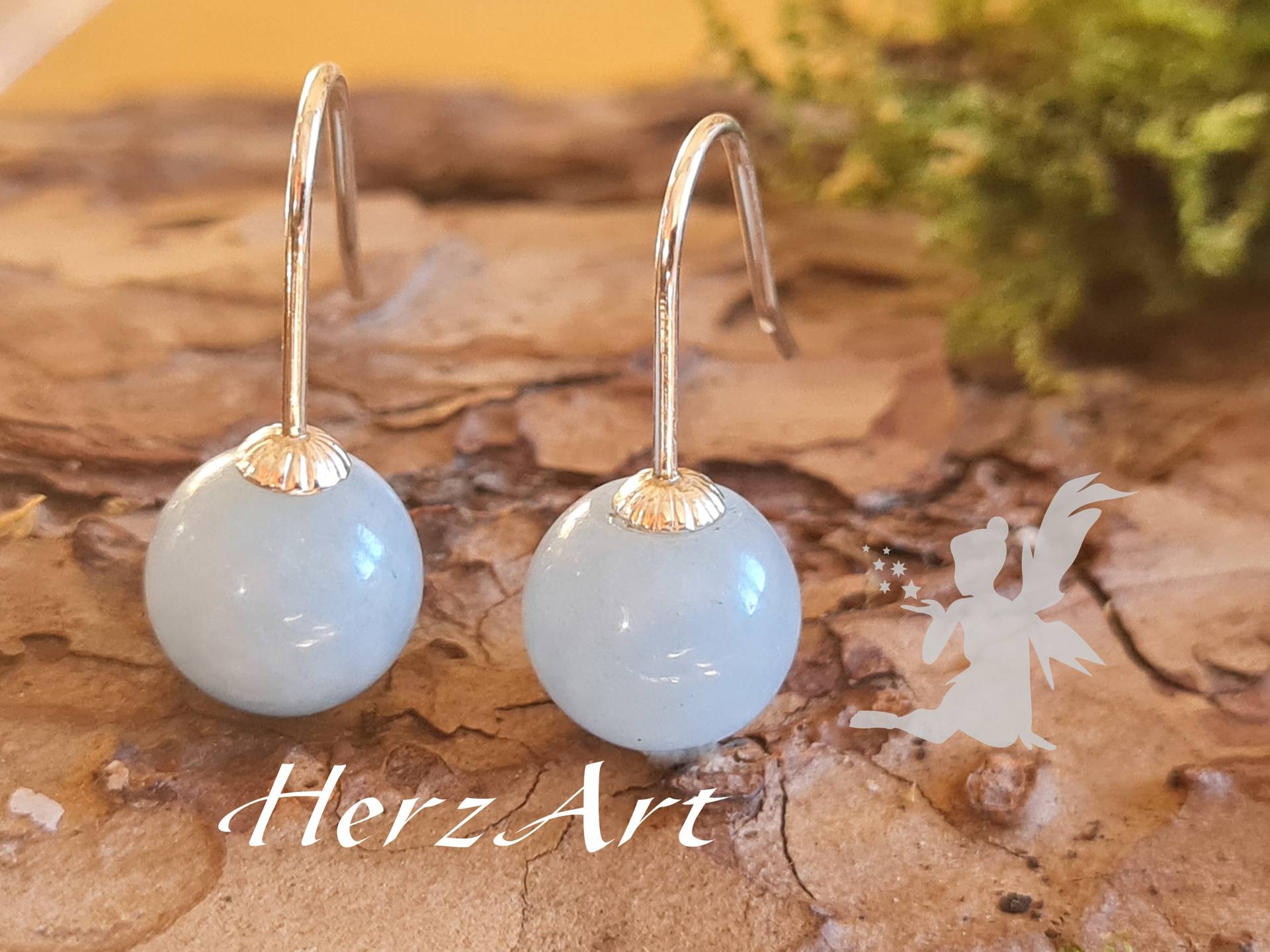 Aquamarin Ohrhänger 10mm An 925Er Silberhaken Aquamarin Ohrhänger 10mm An 925Er Silberhaken von HerzArtShop