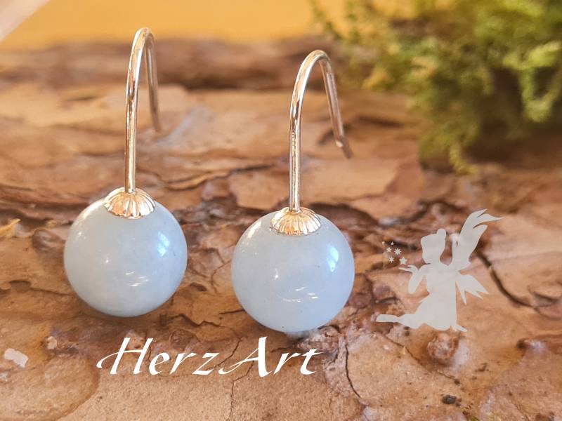 Aquamarin Ohrhänger 10mm An 925Er Silberhaken Aquamarin Ohrhänger 10mm An 925Er Silberhaken von HerzArtShop