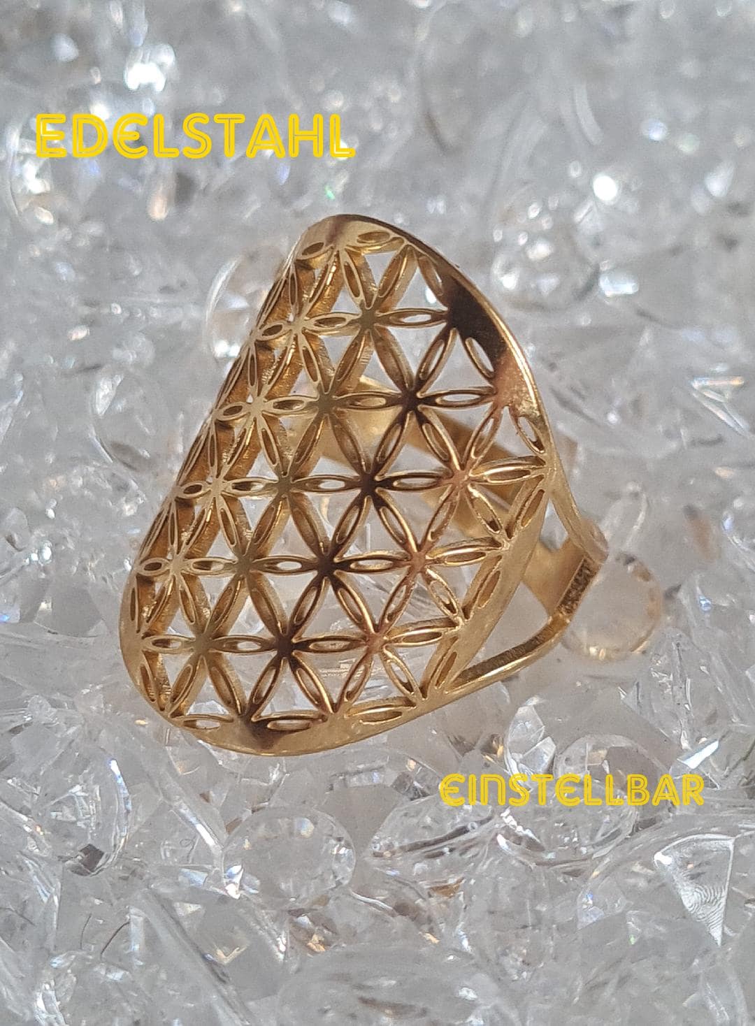 Blume Des Lebens Edelstahl Ring Einstellbar Blume Des Lebens Edelstahl Ring Einstellbar von HerzArtShop