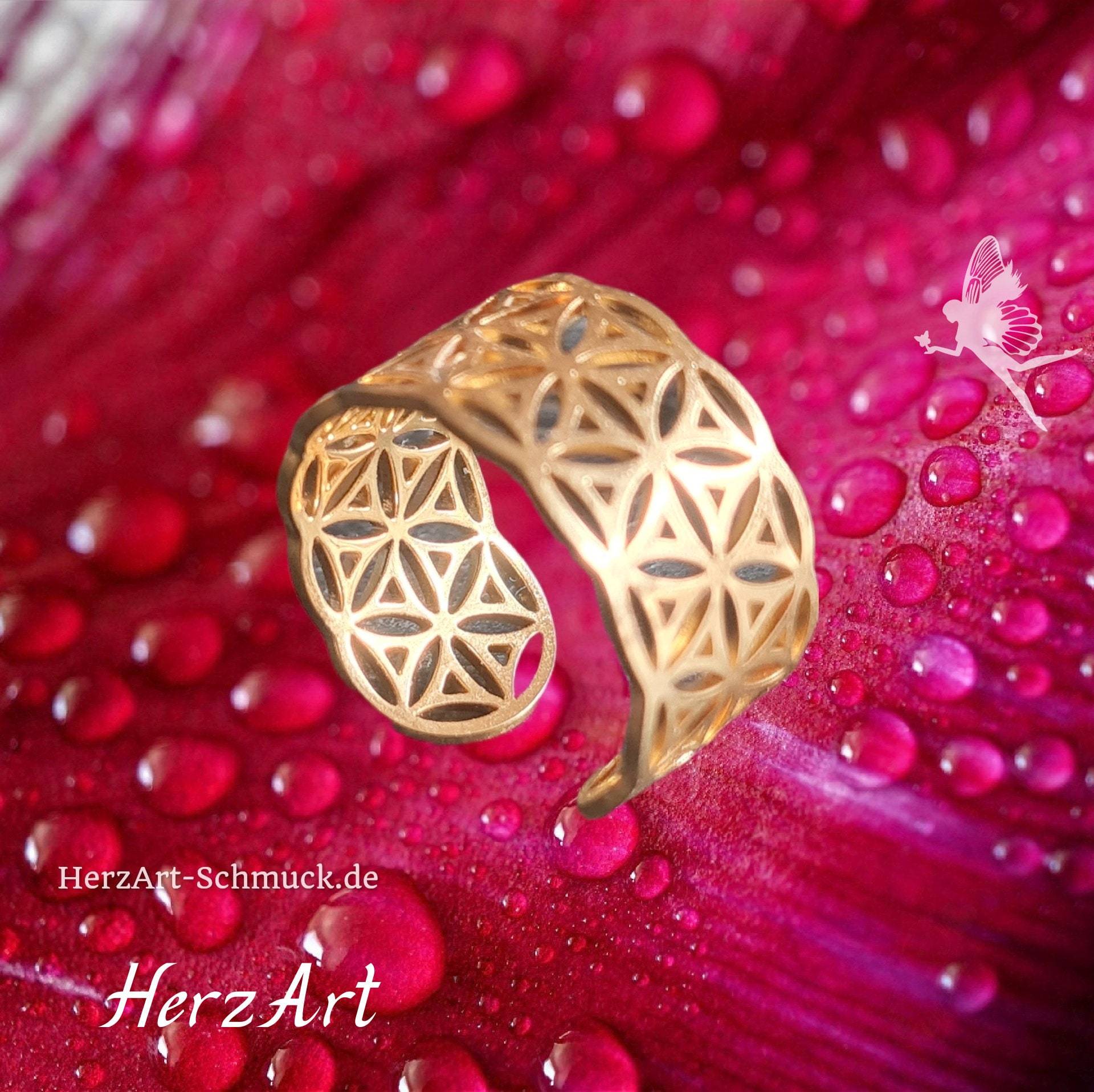Blume Des Lebens Edelstahl Ring Blume Des Lebens Edelstahl Ring von HerzArtShop