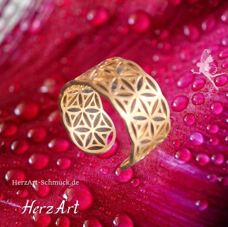 Blume Des Lebens Edelstahl Ring Blume Des Lebens Edelstahl Ring von HerzArtShop