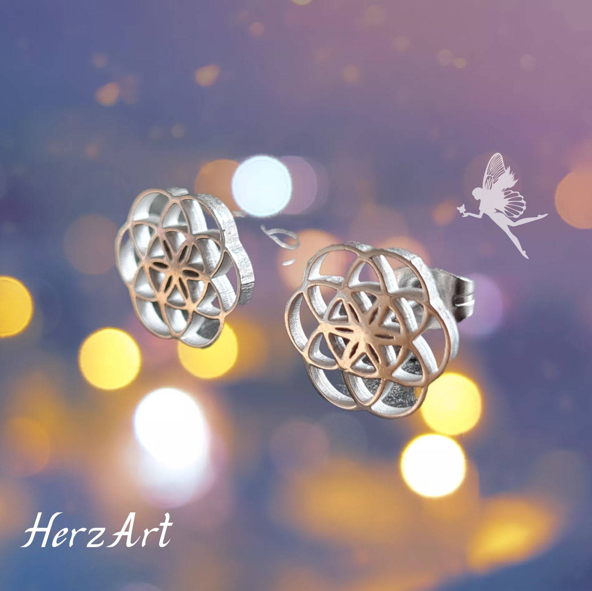 Blume Des Lebens Ohrstecker Edelstahl Blume Des Lebens Ohrstecker Edelstahl von HerzArtShop