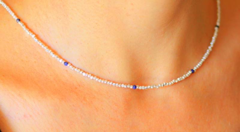Collier Saphire, 925Er Silbernuggets Collier Saphire, 925Er Silbernuggets von HerzArtShop